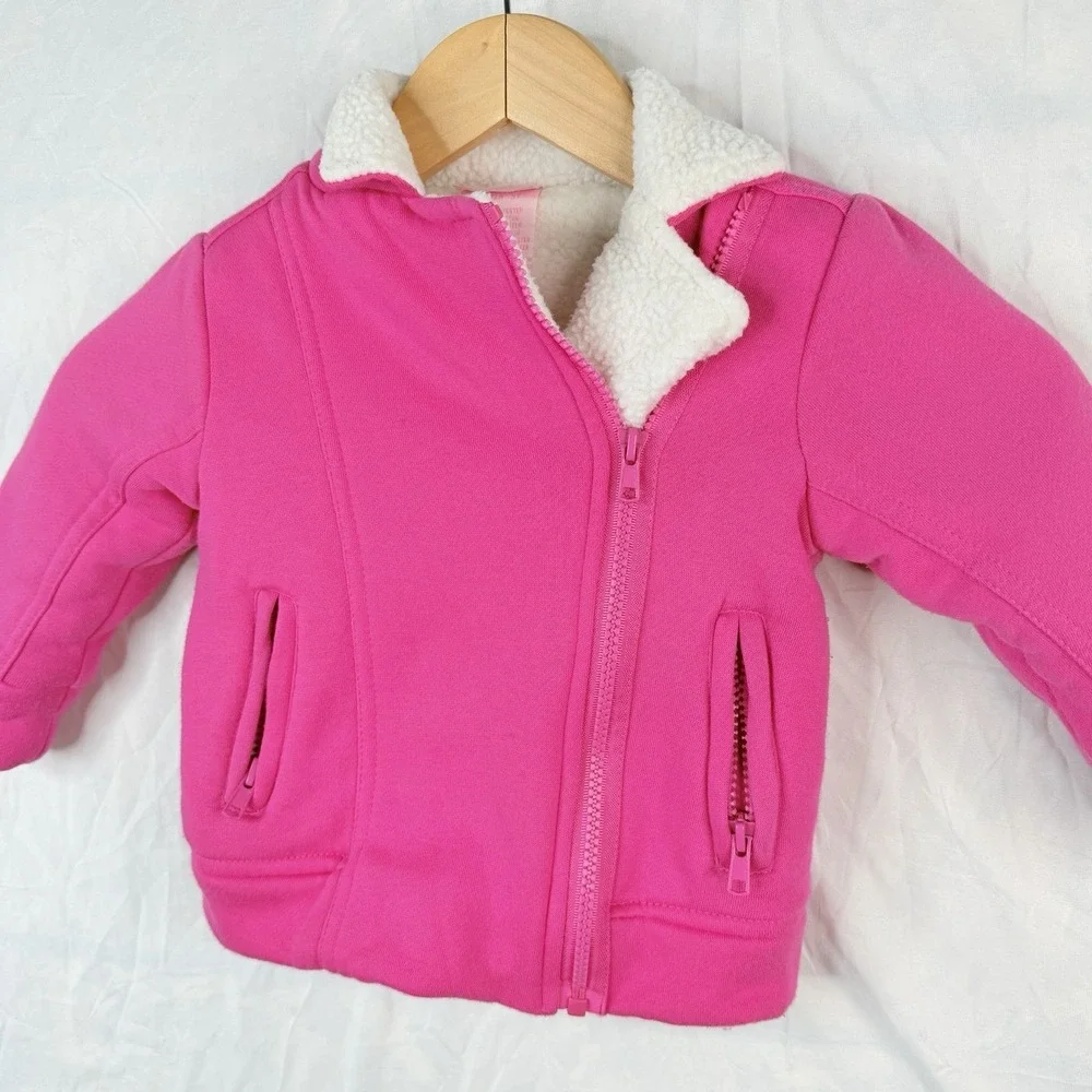 Nannette Girl SZ-3T shearling‎ Lined Pink Jacket Coat design on the back
